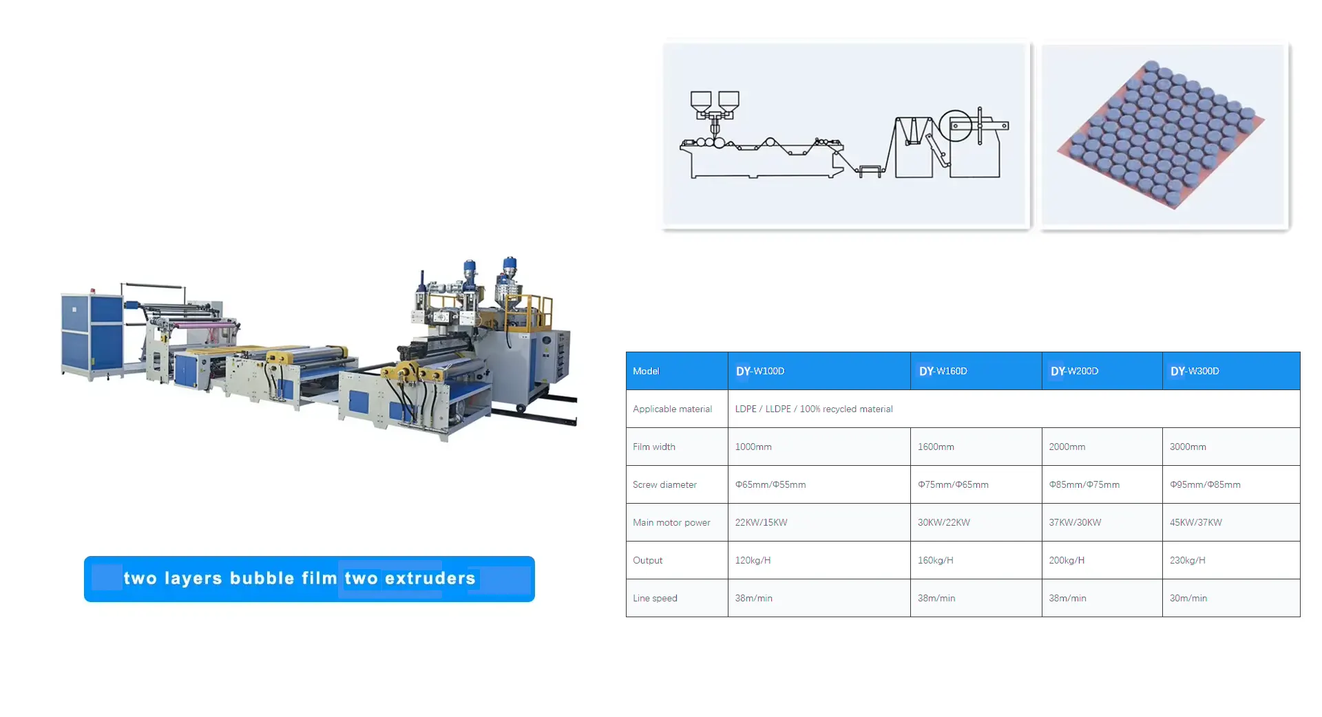 DY-W Two Layers Bubble Film Extruder